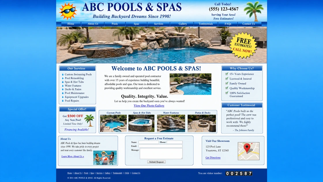 Example of an outdated contractor website before redesign