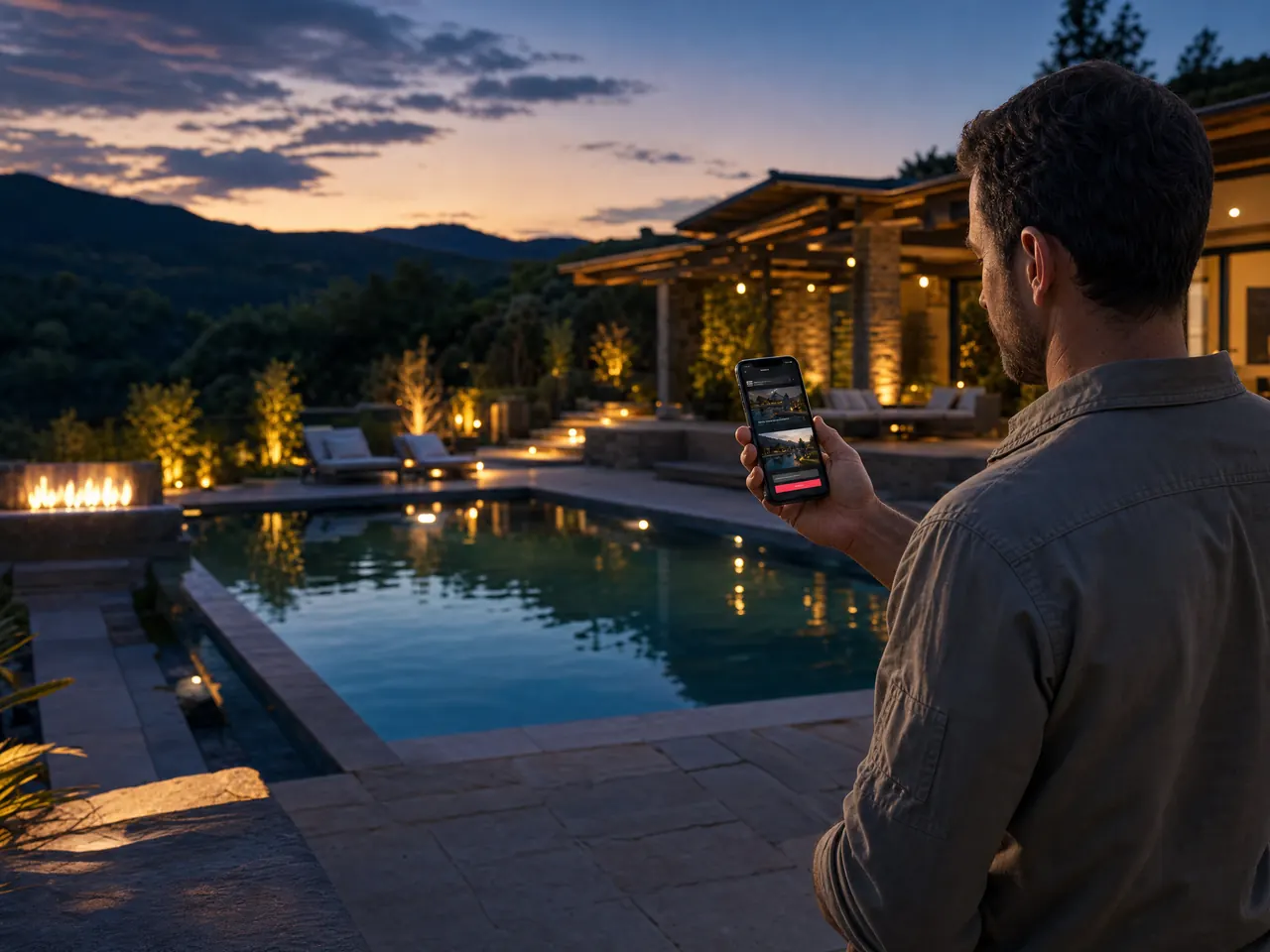 Contractor reviewing his new website on his phone