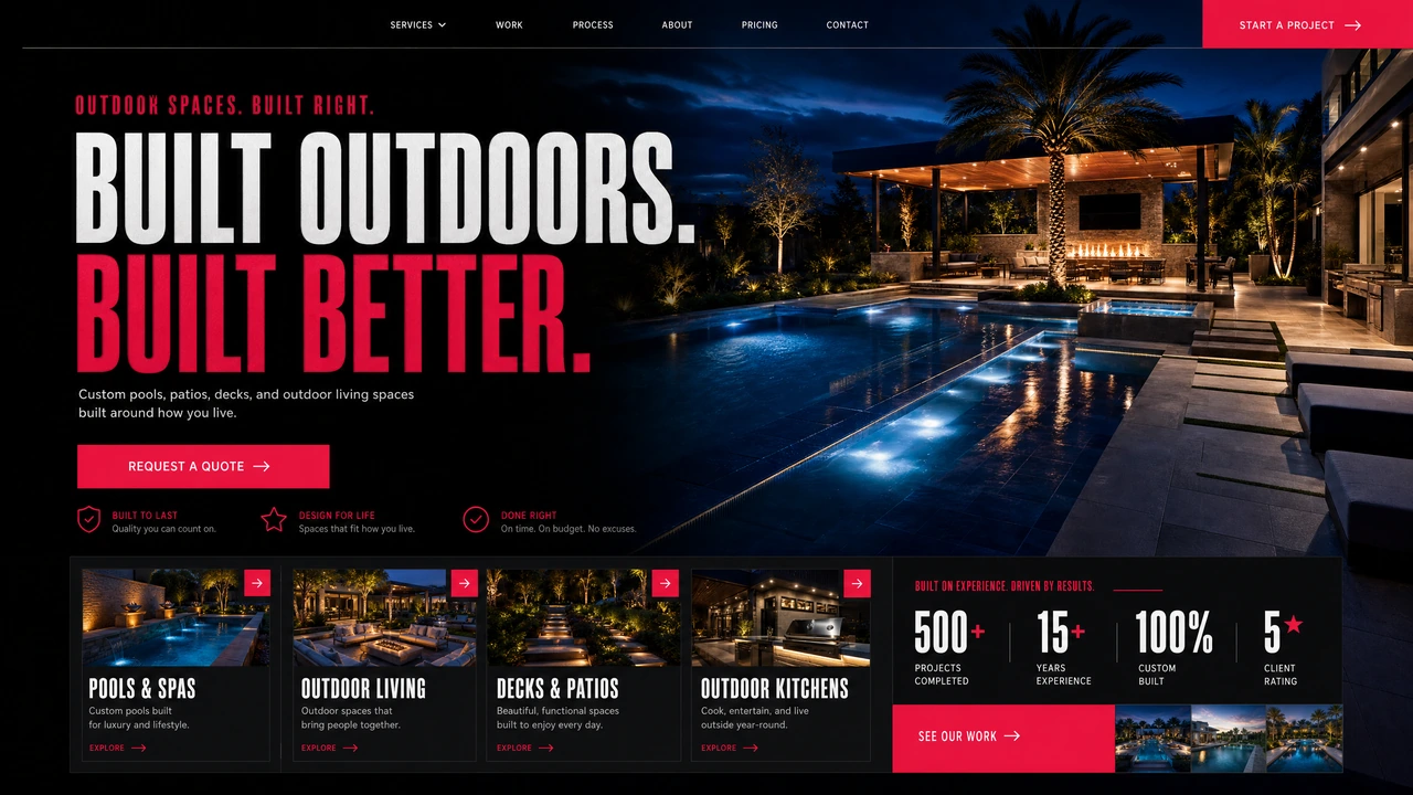 Bold design direction: high-contrast display type and a strong accent