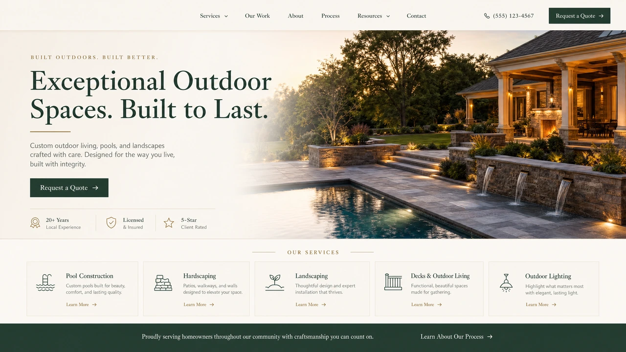 Traditional design direction: classic serif type and a warm palette