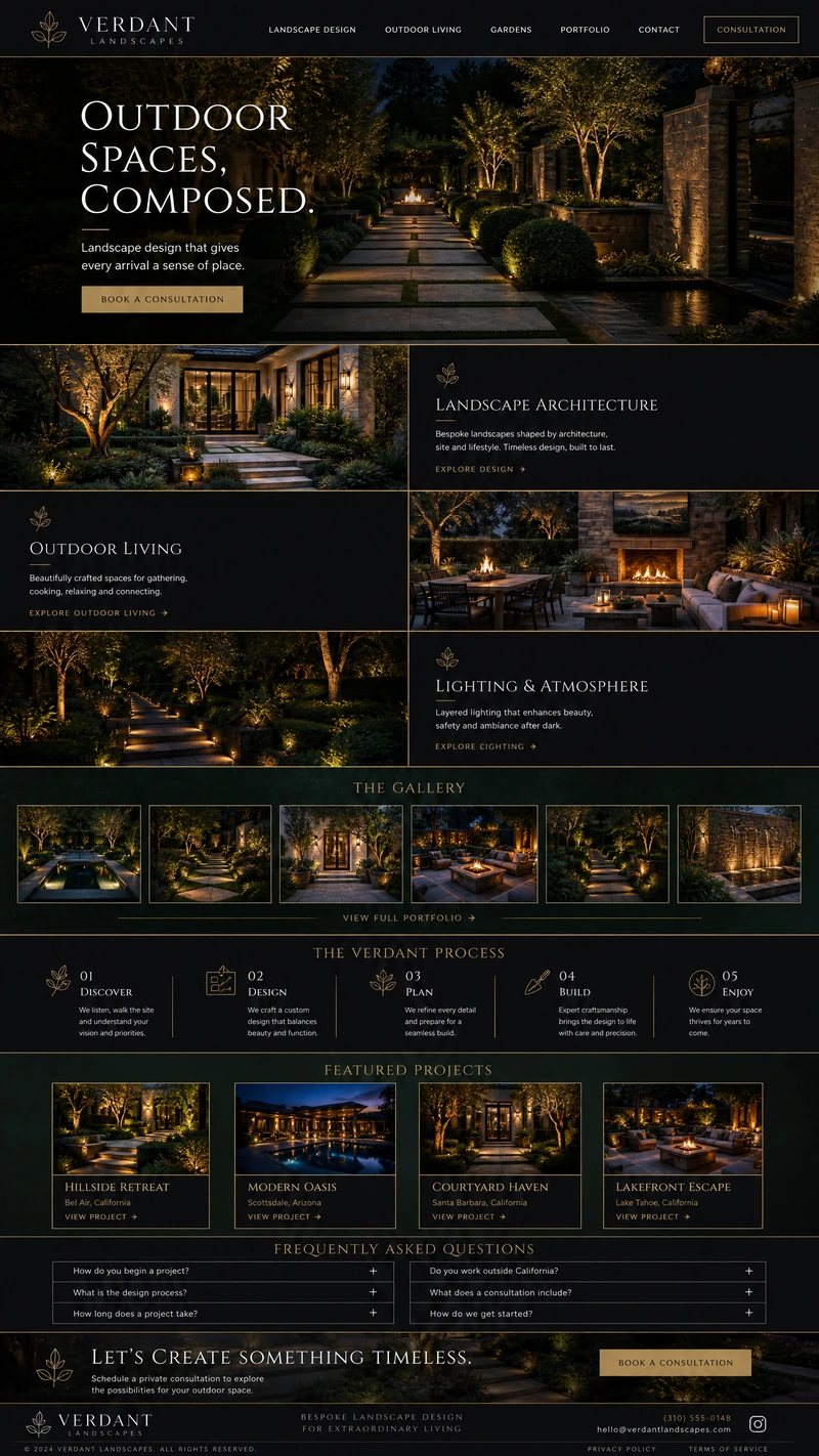 Landscaping website design example in the Premium direction
