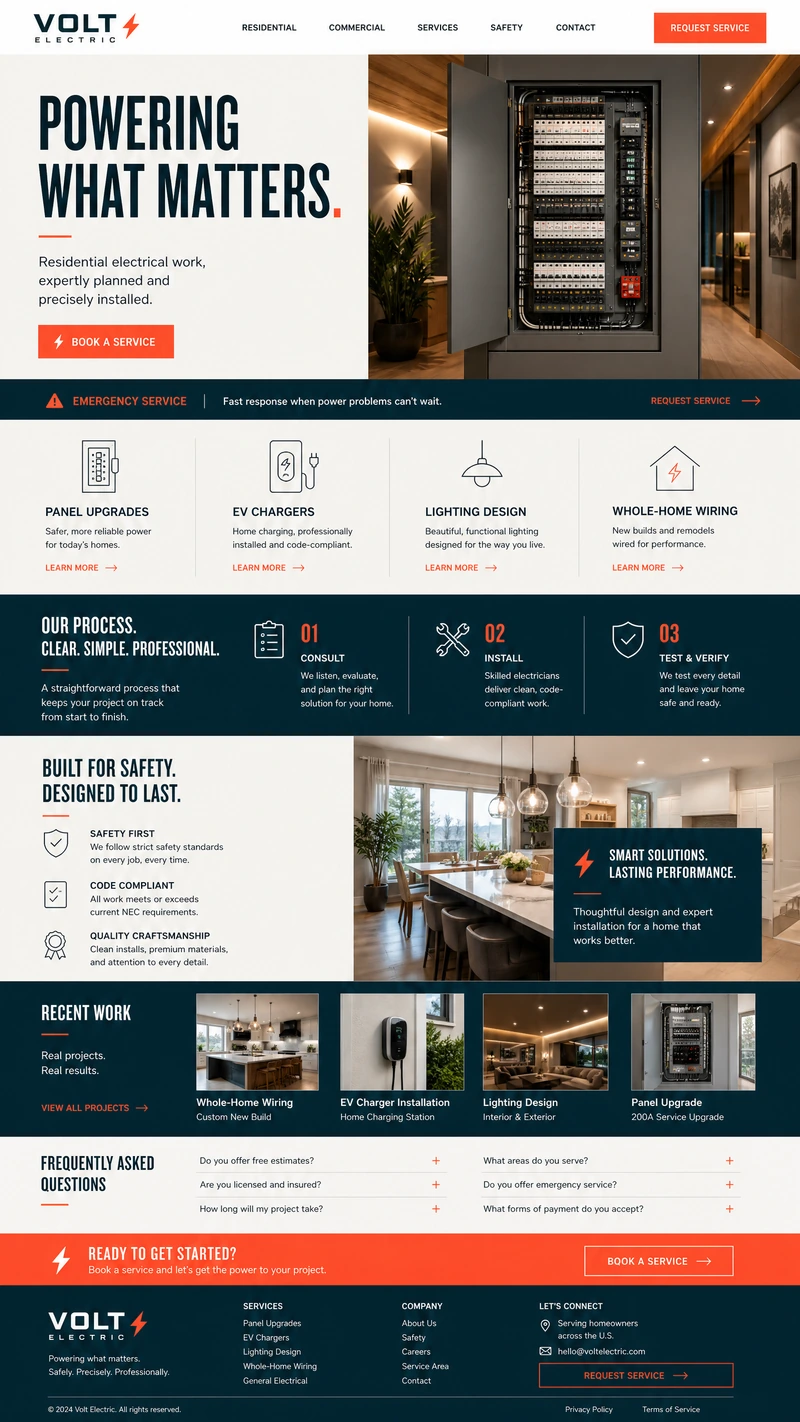 Electrical website design example in the Modern direction